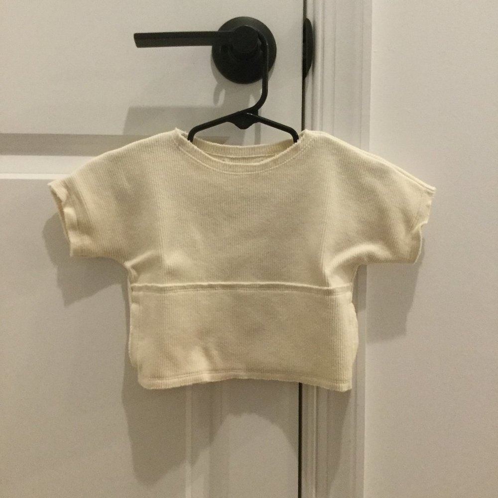 Little Creative Factory Cream Ribbed pocket tee - 6 Months